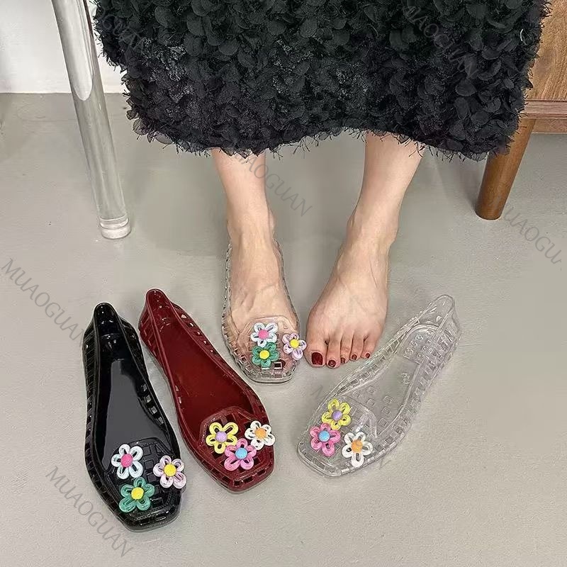 Women'S Accessories For Shoes - Transparent Crystal dopamine Sandals Causal Flower