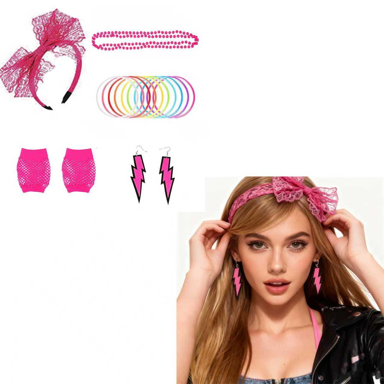 Women'S Accessories In The 80S - PESENAR 80s Accessories Women Lace Headband