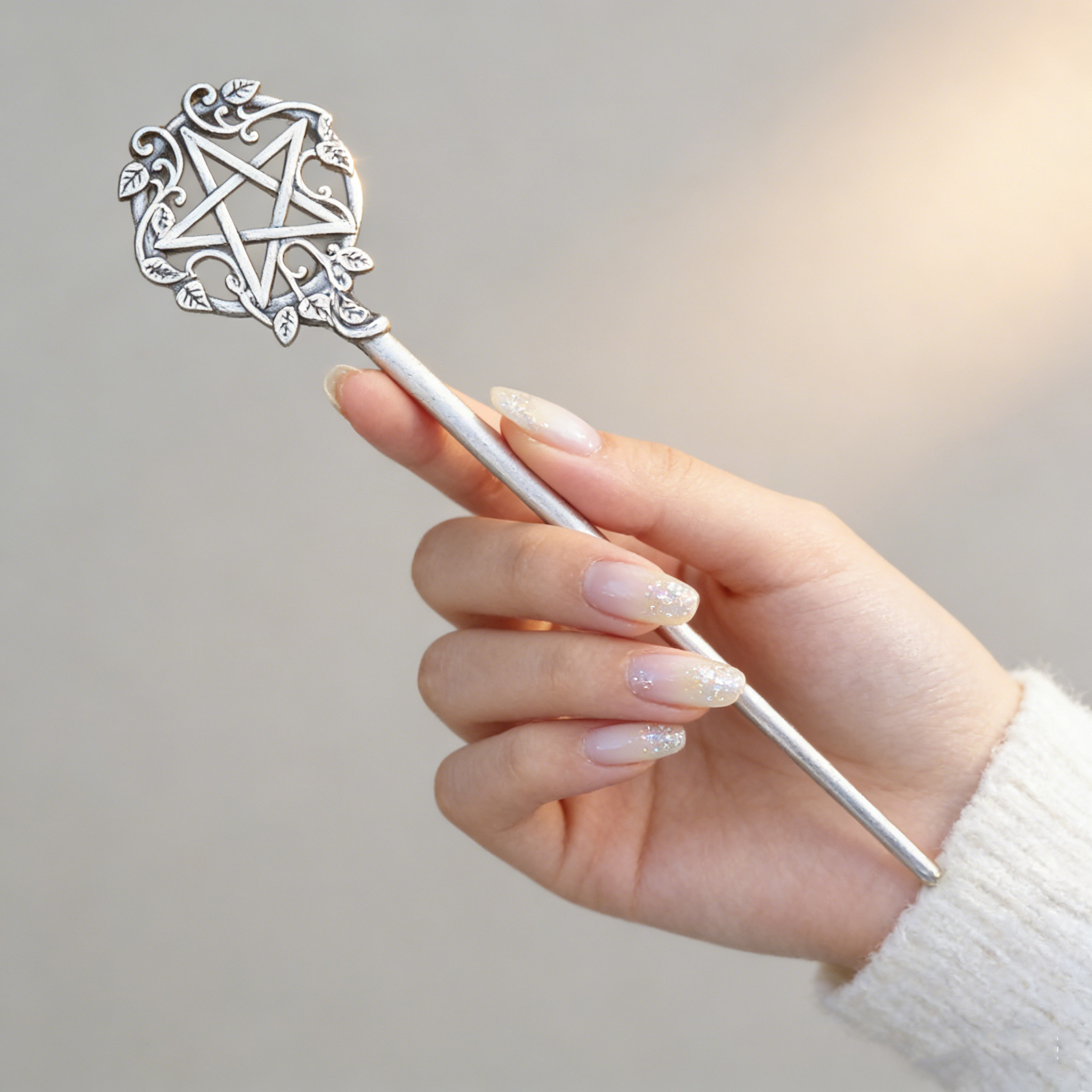 Young Women'S Accessories - 1pc Mystical Pentagram Hair Stick Silver