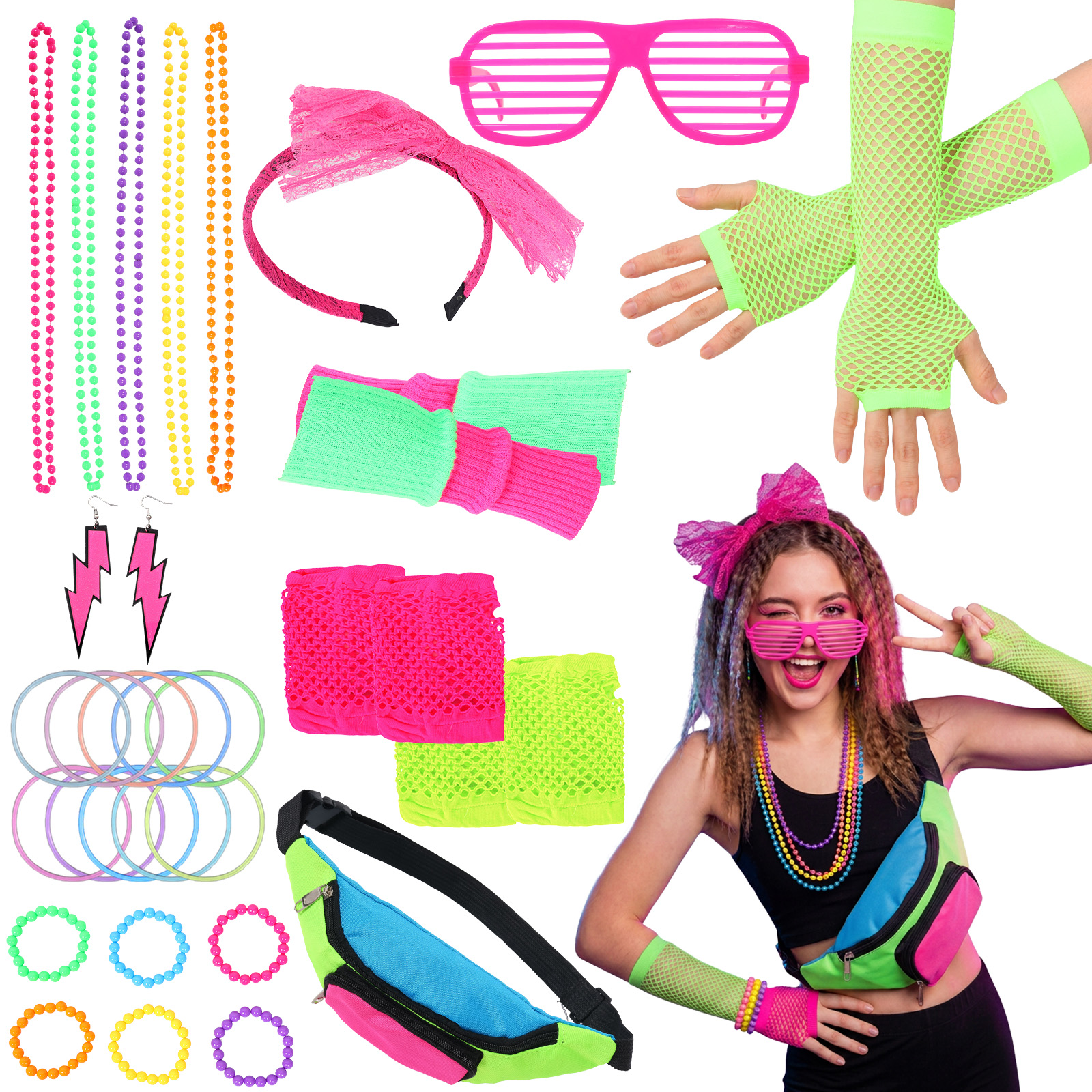 80s Themed Party Women Costume - Women'S Accessories In The 80S avaliação e preço