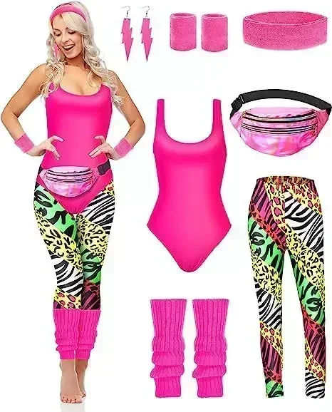 7 Pcs 80s Fancy Workout Costum - Women'S Accessories In The 80S avaliação e preço