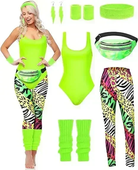 7 Pcs 80s Fancy Workout Costum - Women'S Accessories In The 80S avaliação e preço
