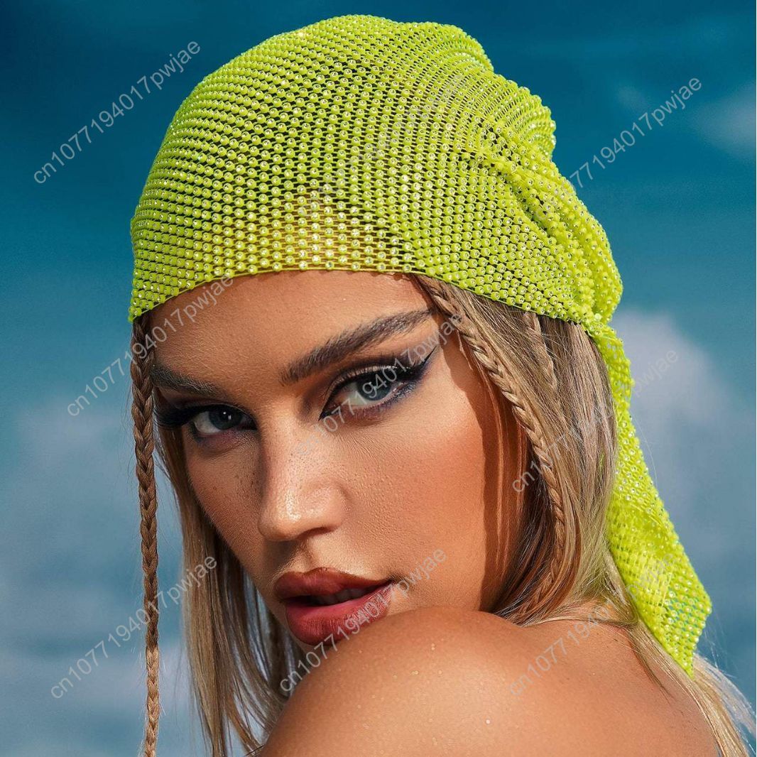 Rhinestone Fishnet Beanie — St - Women Accessories Trendy avaliação e preço