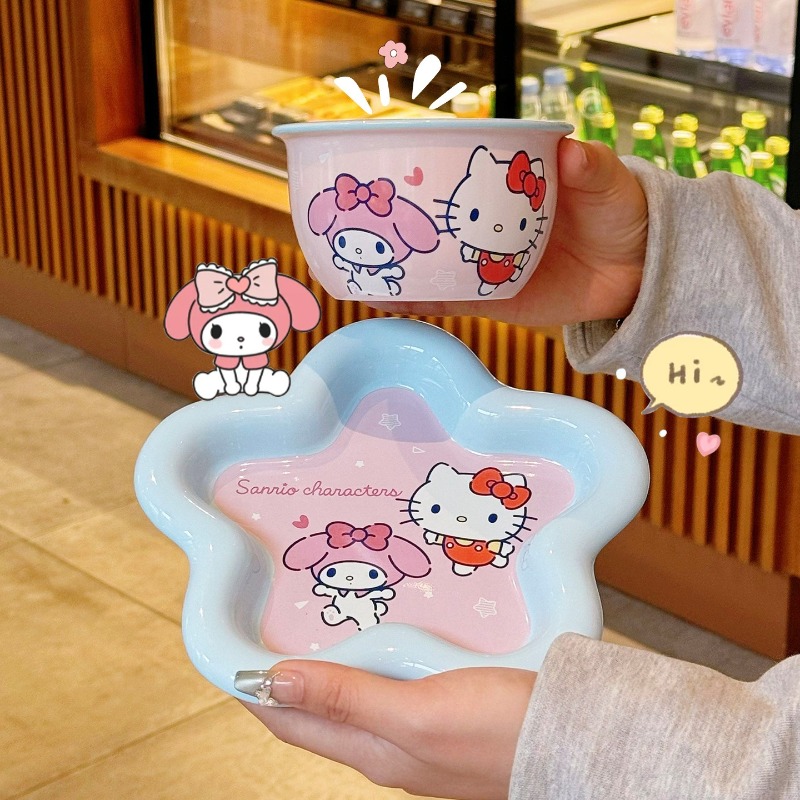 Cartoon Cat Print Ceramic Dinn - Women Accessories Combo Gift avaliação e preço
