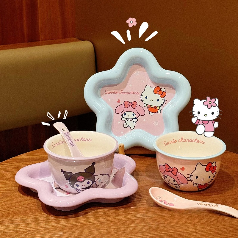 Cartoon Cat Print Ceramic Dinn - Women Accessories Combo Gift avaliação e preço