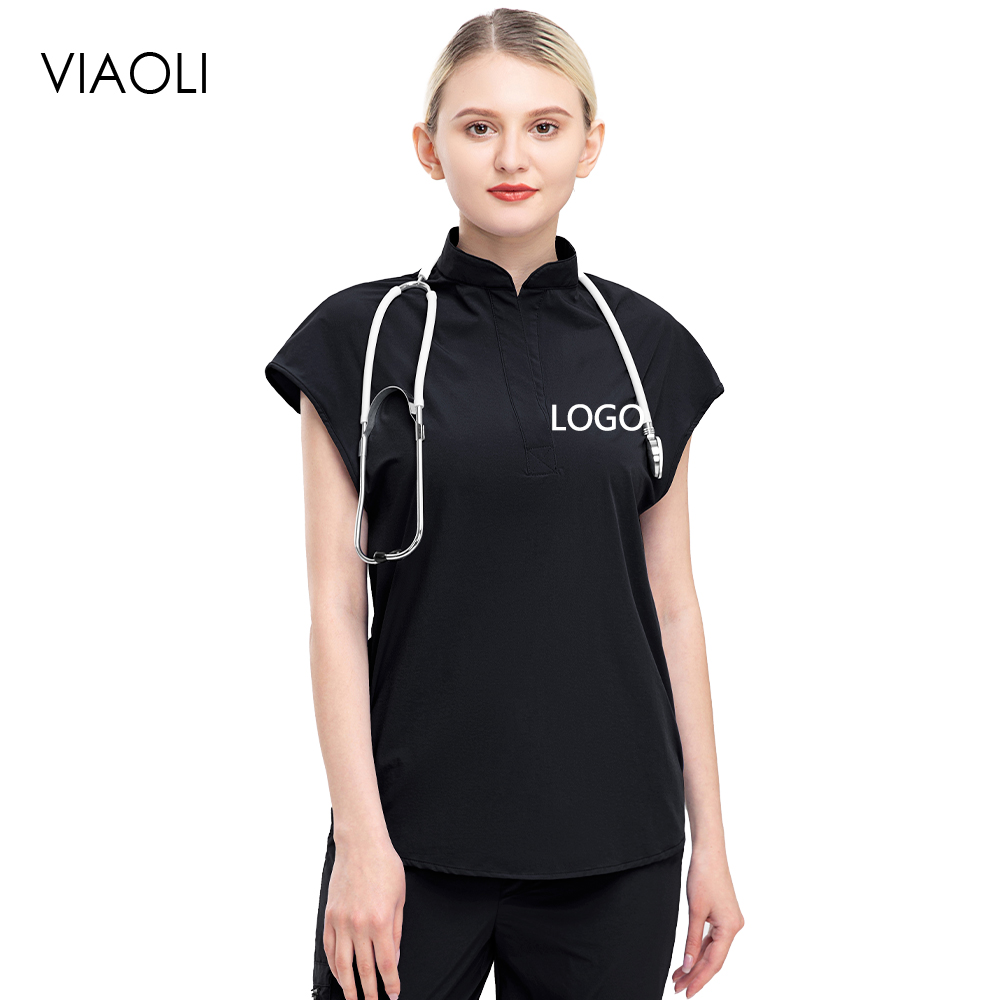Women Slim Fit Scrubs Top Cust - Women Accessories Logo avaliação e preço