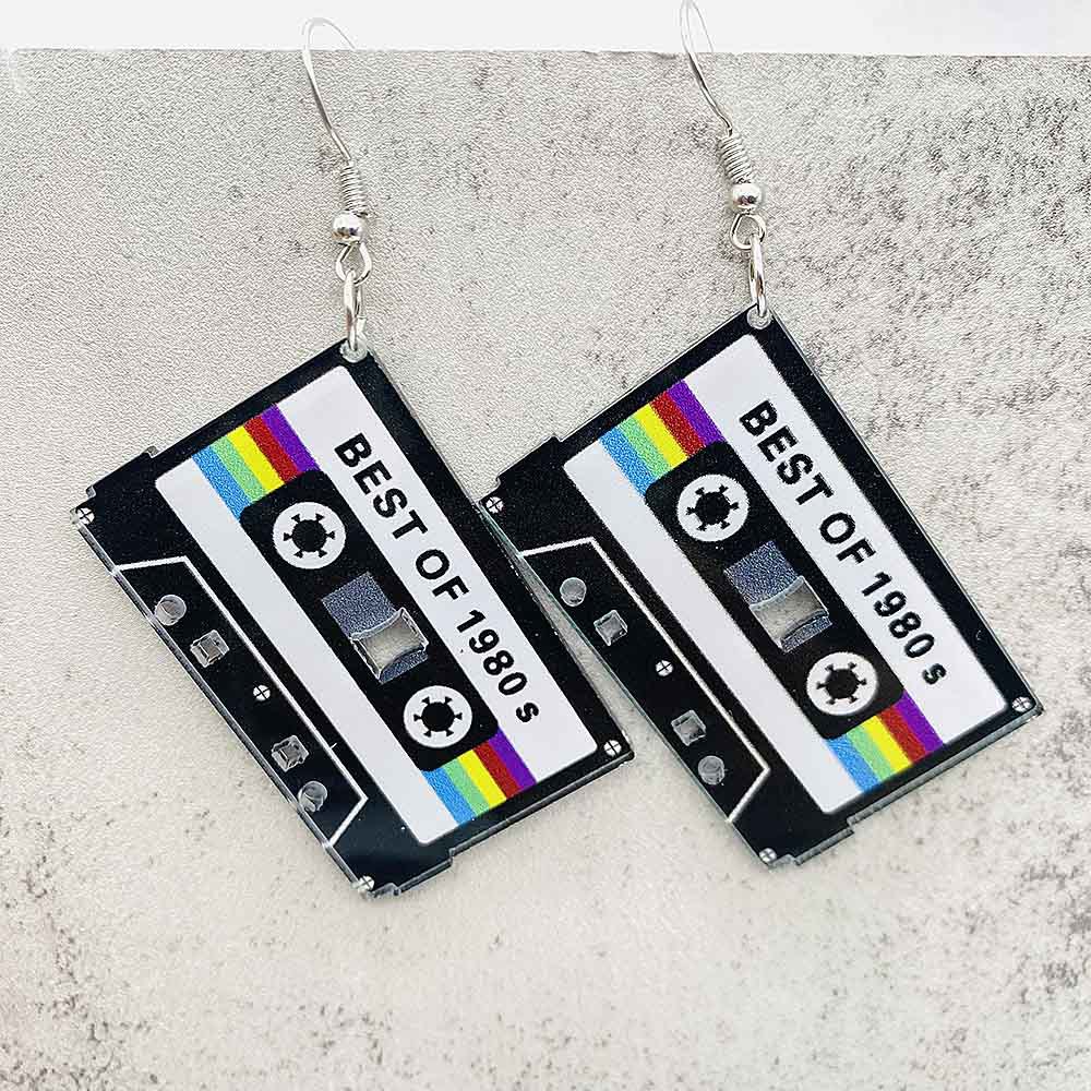 Vintage Cassette Tape Earrings - Women'S Accessories In The 80S avaliação e preço