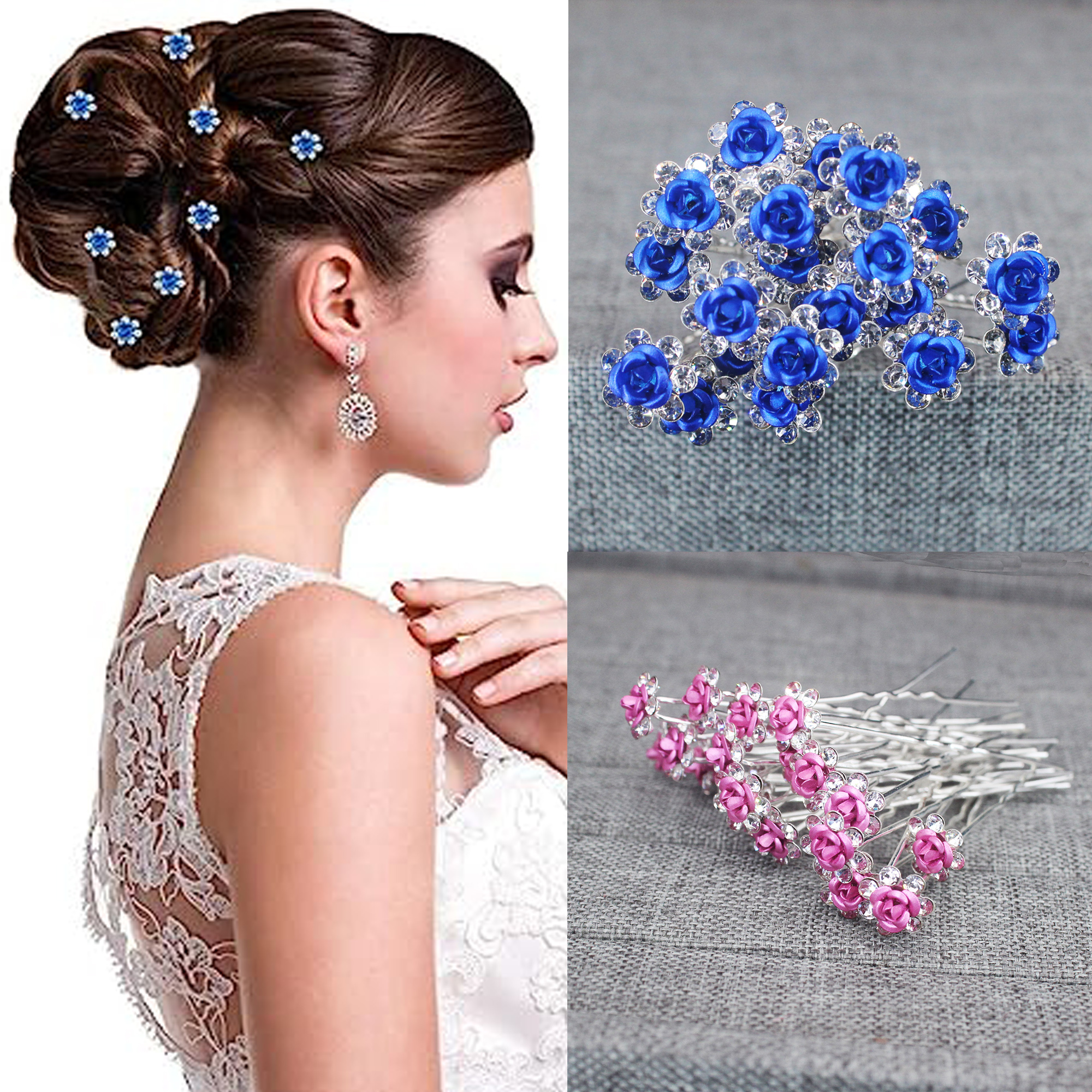20PCS Rose Flower Rhinestone H - Young Women'S Accessories avaliação e preço